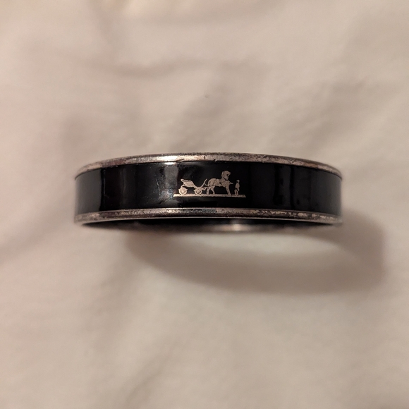 Hermes Emaille Bangle Black Silver GUC - Picture 1 of 10